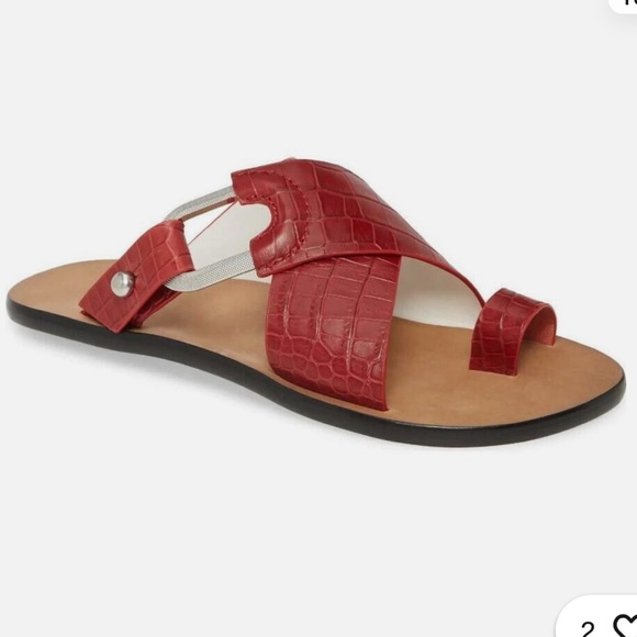 rag & bone Shoes - RAG & BONE August Rouge Croco Leather Slide Sandal sz. 39